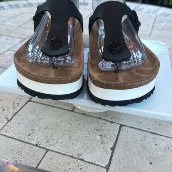 BIRKENSTOCK PAPILLIO Gizeh Platform Black Sandals Size 8 EUR 39 - Picture 8 of 12